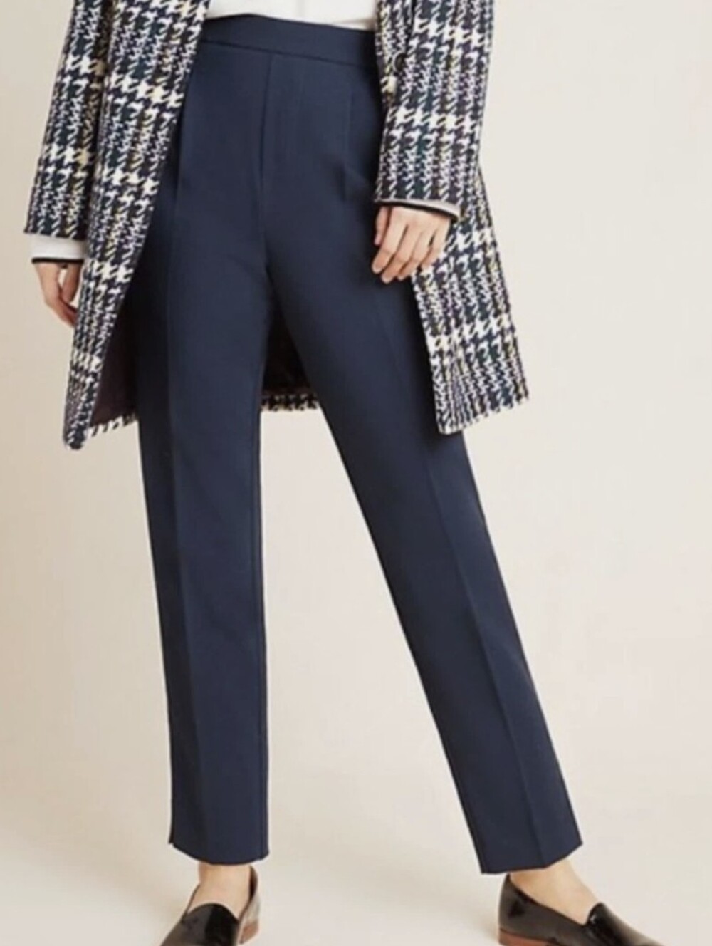 Anthropologie Women's Copley Tapered Pull On Solid Blue Trouser Pants Size Small